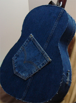 Blue Jean Baby Guitar sculpture, back 